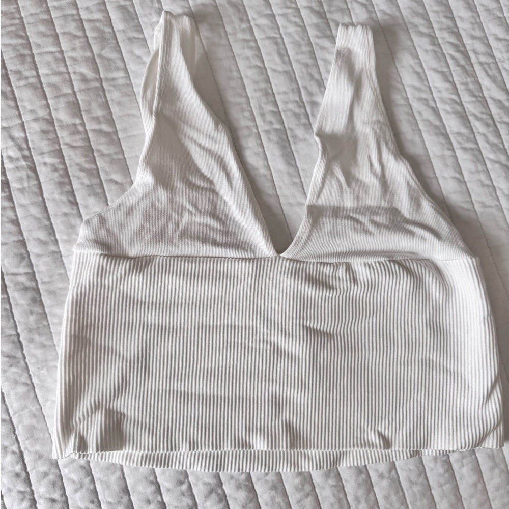 White Ribbed Sleeveless Top Urban Outfitters